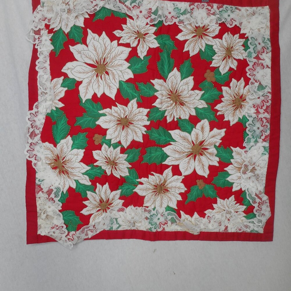 Poinsettia Christmas Wall Hanging Holiday Home Decoration Square Shape 22.5"
